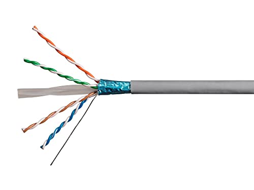 Monoprice Cat6a כבל בתפזורת Ethernet - 500 רגל - צהוב | מוצק, 550 מגהרץ, F/UTP, CMR, מדורג מעלה, חוט נחושת חשוף